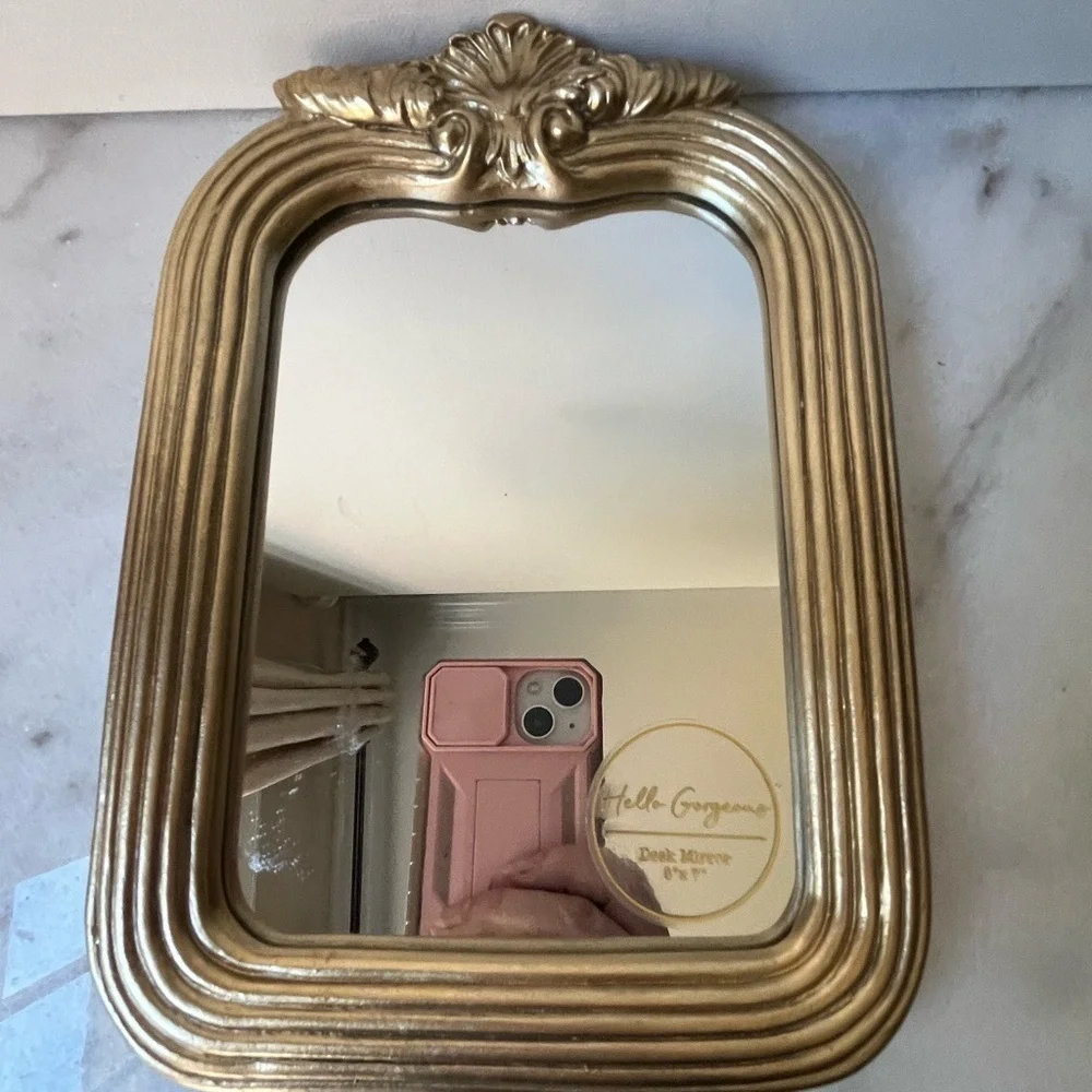 ORNATE Gold Easel Back Table Top Easel Mirror 9”x6.5”